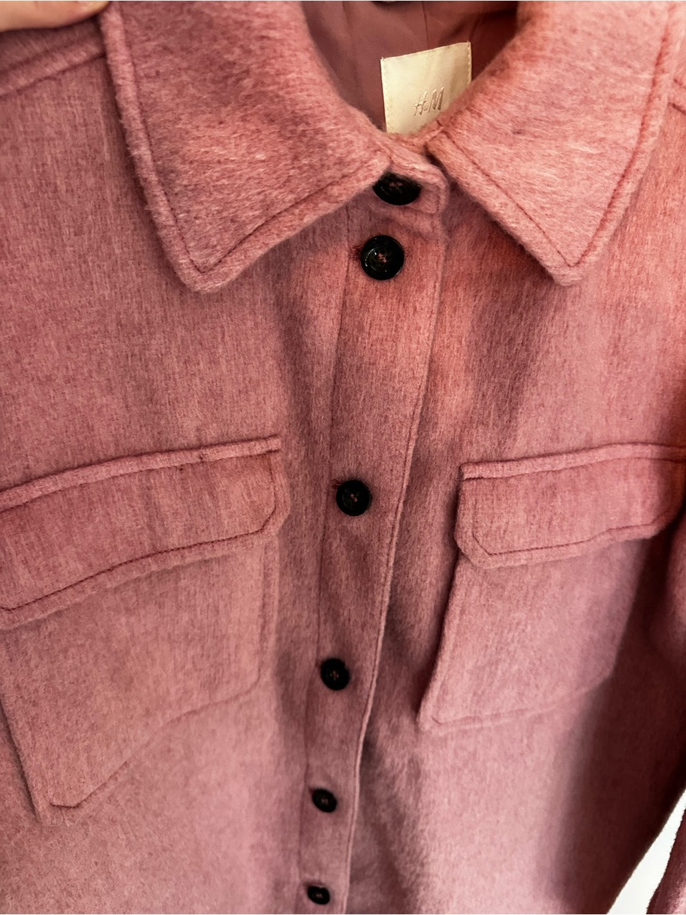H&M Rose Pink Oversized Button-Up Shacket - Picture 4 of 4
